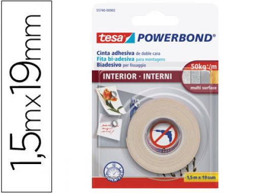Fita dupla face tesa interiores 1,5 mt x 19 mm , Tesa , 39158 , 4042448843395